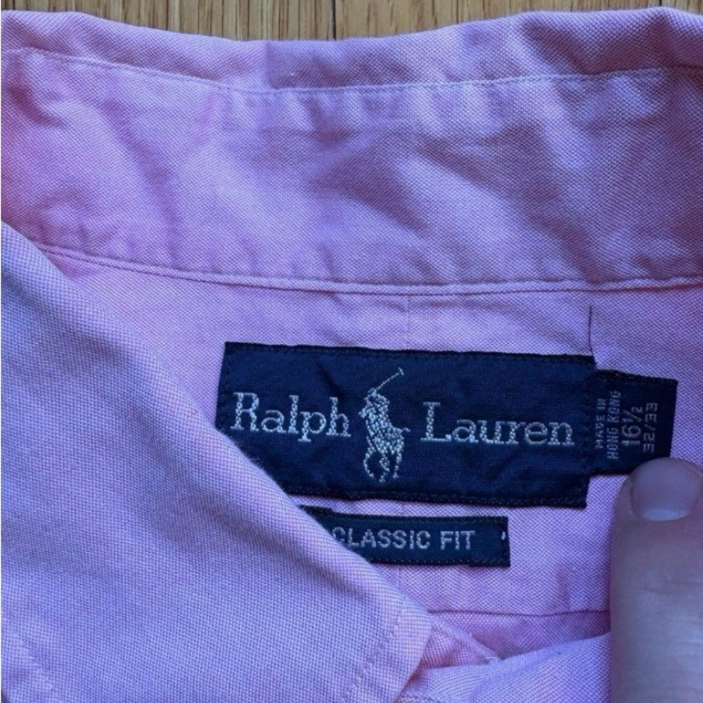 Polo Ralph Lauren Men’s Long Sleeve Dress Shirt Classic Fit Large Pink Solid - Picture 3 of 3